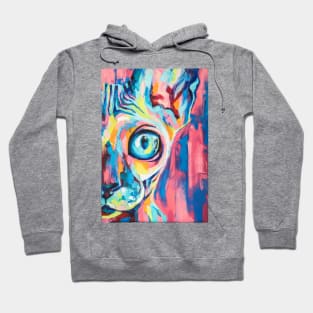 Conceptual abstract painting of the muzzle of a Sphynx cat. Hoodie